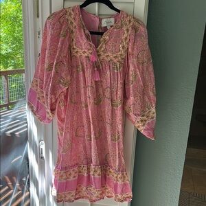 Cleobella Pink Bohemian Dress with Paisley Print size M